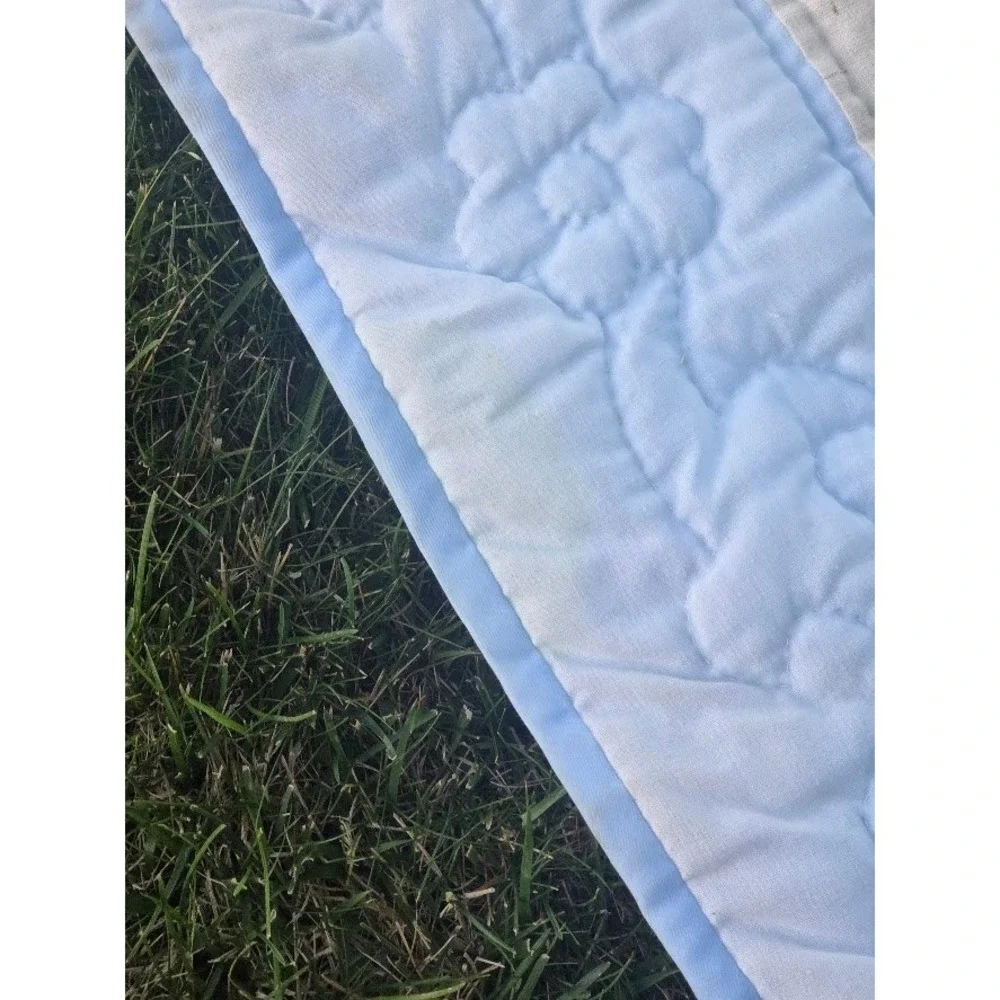Vintage Southern Belle Applique Quilt Blue Floral Patchwork Handmade